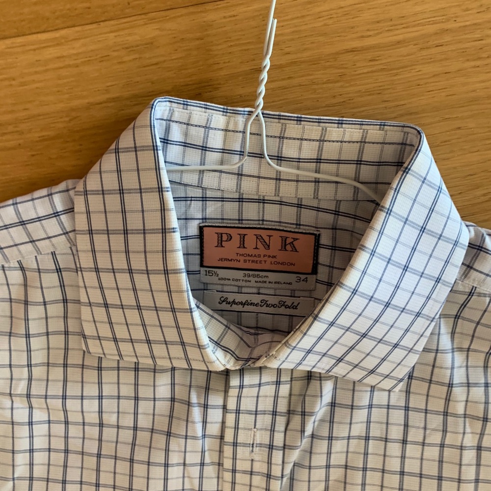 Thomas Pink Button Down Shirt 15.5 34 French Cuffs